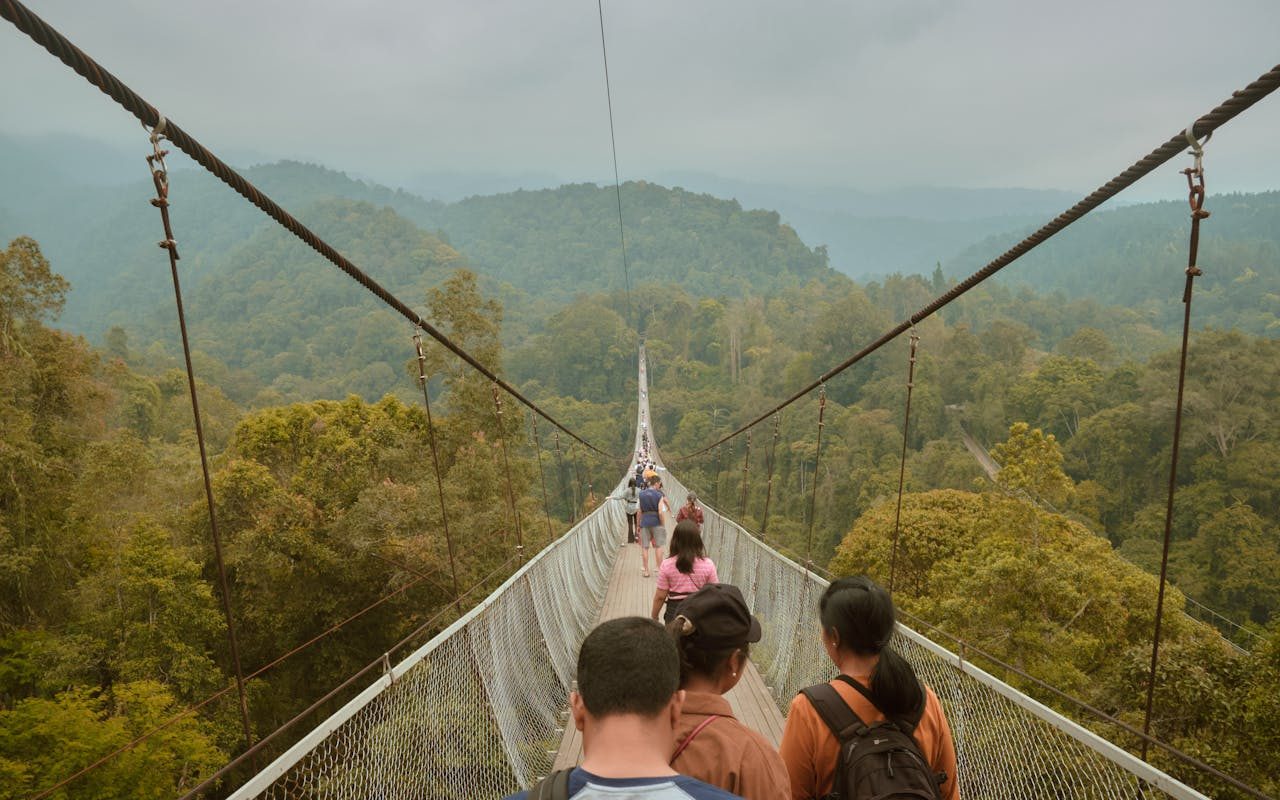 Scenic suspension bridge illustrating connectivity between destinations and communities