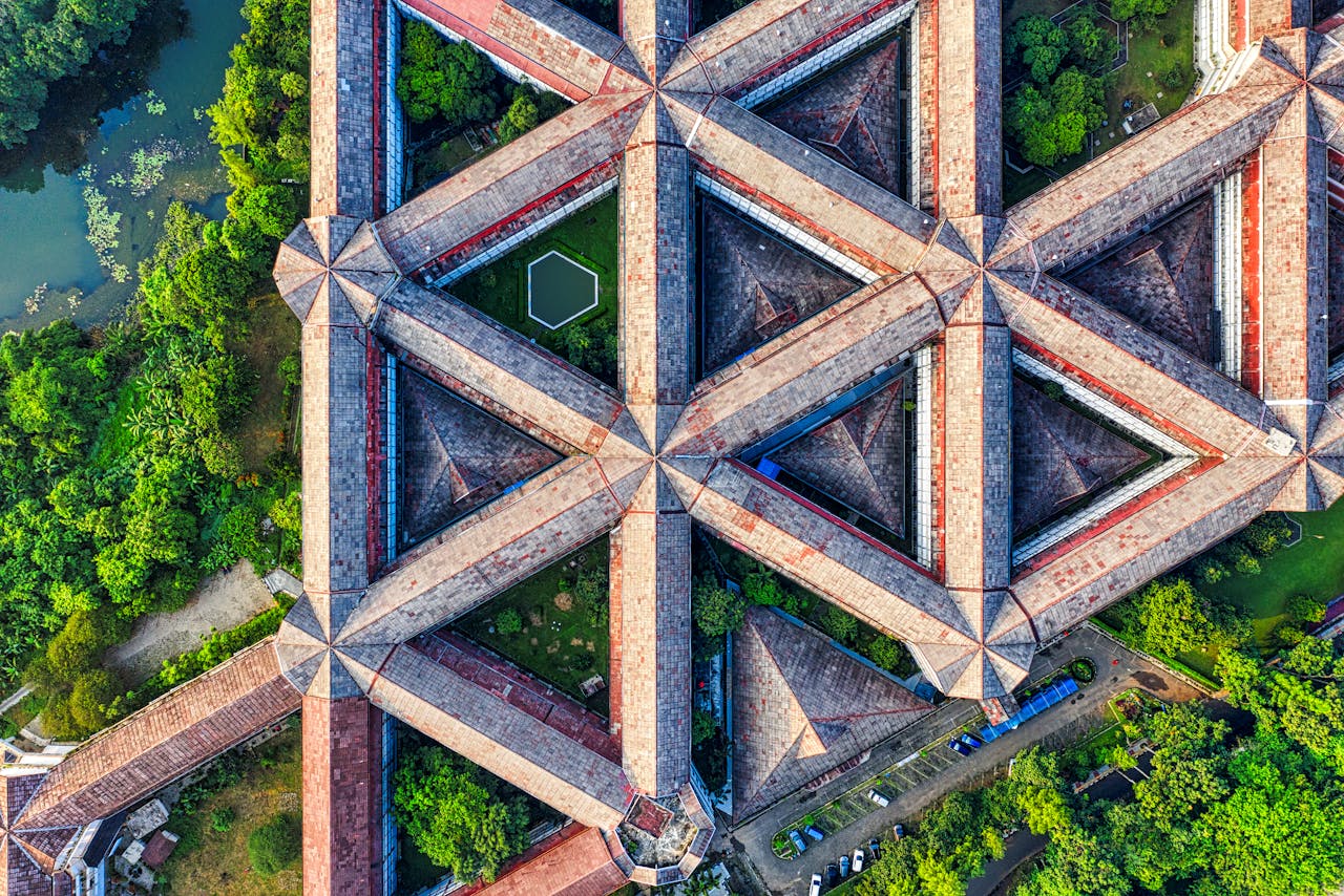 services-02 A striking aerial shot showcasing the intricate geometric design of a building in Bogor.